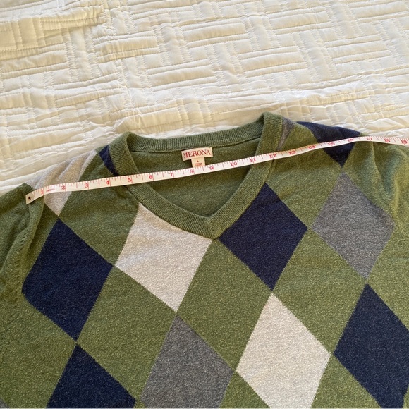 Vintage V-Neck Argyle Grandpa Sweater - Large - Picture 3 of 7